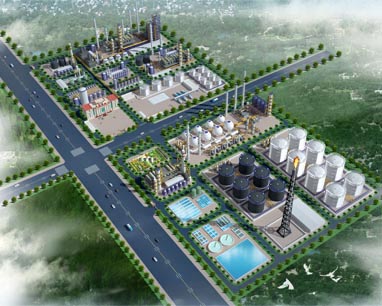 化工企業(yè)全景效果圖鳥(niǎo)瞰圖設(shè)計(jì)